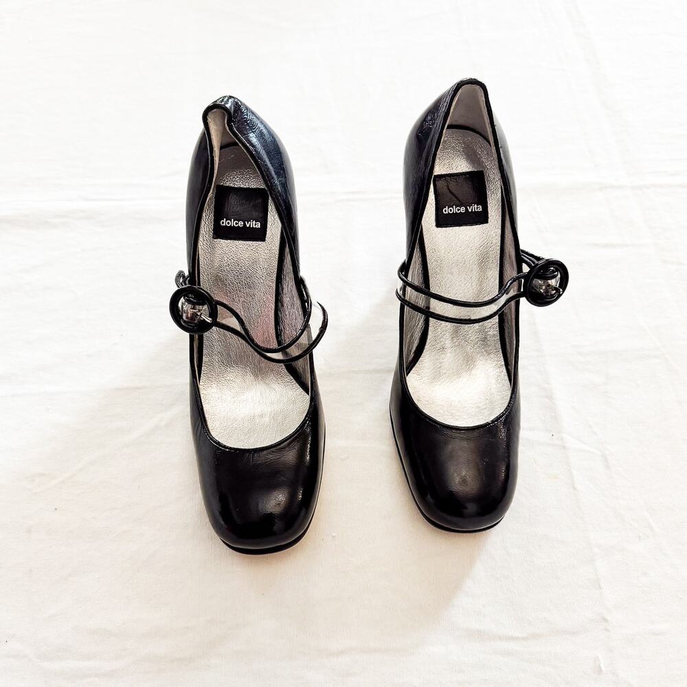Dolce Vita Black Patent Leather Heel Acrylic Pump Size 7 Mint